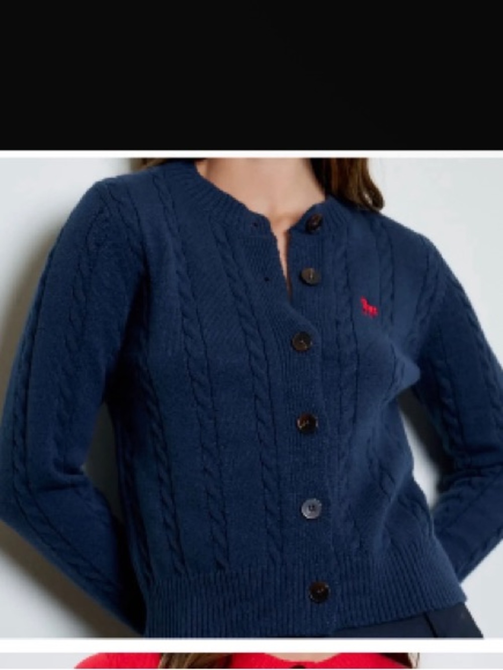 Cable-Knit Button Cardigan Sweater - Gray, Navy, Red, Brown